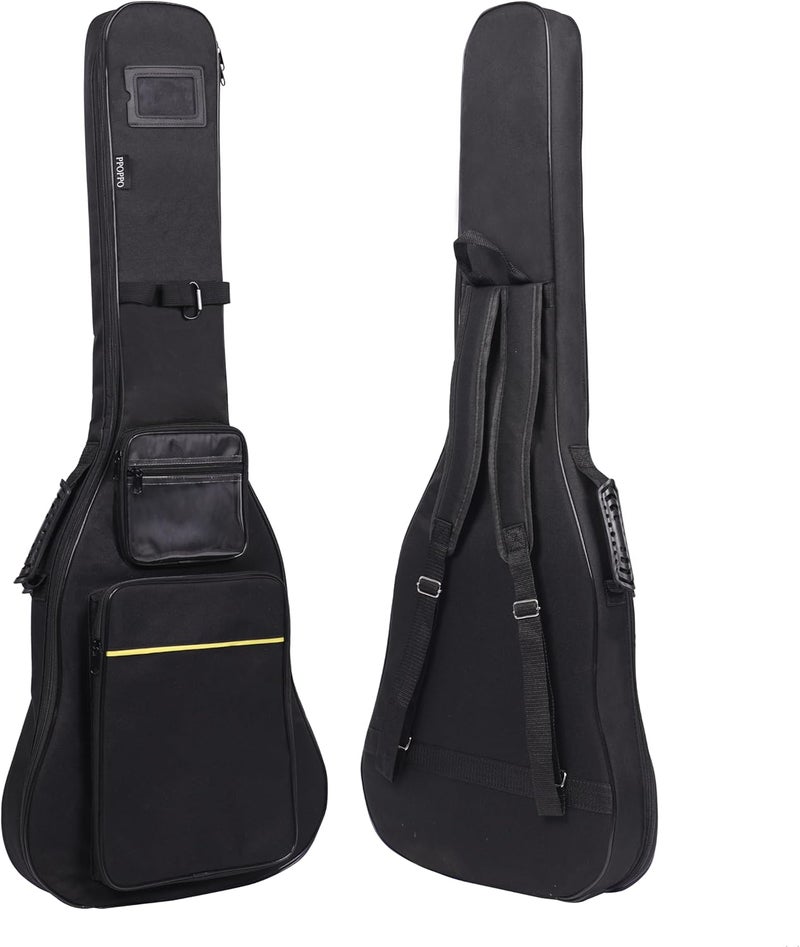 PPOPPO 39 40 Inch Electric Guitar Gig Bag, 0.35" Thick Padded Oxford Fabric, Waterproof & Shockproof Gig Bag, Multi-Pocket Design with Shoulder Straps & Side Handle​, Sleek Black Design - Image 1